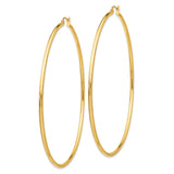 14k 2x75mm Polished Lightweight Round Tube Hoop Earrings