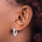 14k White Gold 3.5x14mm Polished Hoop Earrings