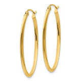 14k 2x35mm Oval Tube Hoop Earrings