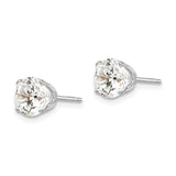 14k White Gold 6.5mm Round CZ Stud Earrings