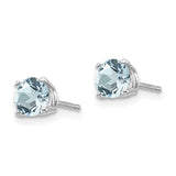 14k White Gold 5mm Round Aquamarine Post Earrings