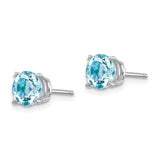 14k White Gold 6mm Round Aquamarine Post Earrings