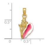 14k Pink and White Enameled 3-D Conch Shell Pendant