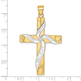 14K and White Rhodium Large HOPE FAITH LOVE BELIEVE Cross Pendant