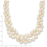 14k 5-9mm White Semi-Round Freshwater Cultured Pearl Multi-strand 19 inch Necklace