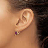 14k 7x5mm Emerald-cut Amethyst Leverback Earrings