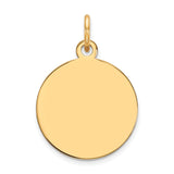 14k Plain .027 Gauge Round Engravable 15mm Disc Charm