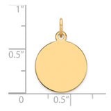 14k Plain .027 Gauge Round Engravable 15mm Disc Charm