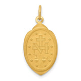 14k Polished and Satin Solid Miraculous Medal Oval Pendant