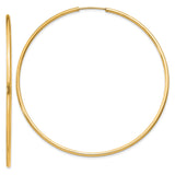 14k 1.5x55mm Polished Round Endless Tube Hoop Earrings