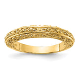 14k 3mm Filigree Wedding Band