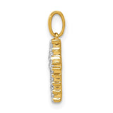 14k and White Rhodium 1/10 carat Diamond Latin Cross Pendant