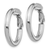 14k White Gold 3x22mm Polished Round Omega Back Tube Hoop Earrings