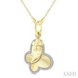 1/6 Ctw Butterfly Charm Fluted Round Cut Diamond Pirouette Fashion Pendant With Chain in 10K Yellow and White Gold