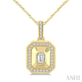 1/4 Ctw Open Window Octagon and Round Cut Golden Glow Diamond Fashion Pendant With Chain in 14K Yellow Gold