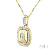 1/4 Ctw Open Window Octagon and Round Cut Golden Glow Diamond Fashion Pendant With Chain in 14K Yellow Gold