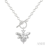 1/20 Ctw Bumble Bee Toggle Single Cut Diamond Fashion Necklace in Sterling Silver