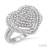 1/20 ctw Single Cut Diamond Heart Ring in Sterling Silver