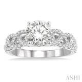 1/3 Ctw Loose Plaited Shank Round Cut Diamond Semi-Mount Engagement Ring in 14K White Gold