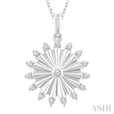 1/5 Ctw Round Cut Diamond Pirouette Circle Fluted Fashion Pendant With Chain in 10K White Gold