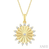 1/5 Ctw Round Cut Diamond Pirouette Circle Fluted Fashion Pendant With Chain in 10K Yellow Gold