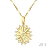 1/5 Ctw Round Cut Diamond Pirouette Circle Fluted Fashion Pendant With Chain in 10K Yellow Gold
