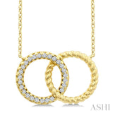 1/10 Ctw Round Cut Diamond Interlocked Circle Fashion Petite Pendant With Chain in 10K Yellow Gold