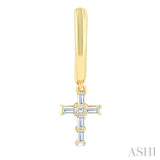 1/5 Ctw Princess and Baguette Cut Diamond Cross Petite Fashion Earrings in 10K Yellow Gold