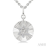 1/10 Ctw Round Fluted Medallion Round Cut Diamond Star of David Pendant With Chain in Sterling Silver