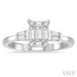 1/2 Ctw Modern Rectangular Head Baguette and Round Cut Diamond Ladies Ring in 14K Yellow and White Gold