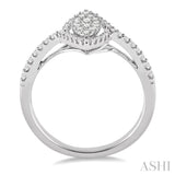 1/2 Ctw Marquise Shape Round Cut Diamond Lovebright Ring in 14K White Gold