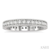 1 Ctw Milgrain Bordered Round Cut Diamond Eternity Wedding Band in 14K White Gold