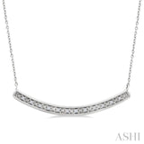 1/20 Ctw Single Cut Diamond Curved Bar Pendant With Chain in Sterling Silver