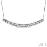 1/20 Ctw Single Cut Diamond Curved Bar Pendant With Chain in Sterling Silver