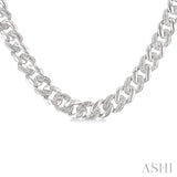 1/4 Ctw Single Cut Diamond Curb & Cuban Necklace in Sterling Silver