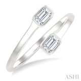 1/5 Ctw Split Single Coil Bezel Set Octagon Cut Diamond Open Fashion Ring in 14K White Gold