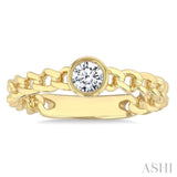 1/5 Ctw Bezel Set Round Cut Diamond Curb Link Fashion Ring in 14K Yellow Gold