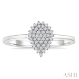 1/6 Ctw Petite Pear Shape Round Cut Diamond Cluster Fashion Ring in 10K White Gold