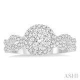 3/4 Ctw Round Cut Diamond Lovebright Ring in 14K White Gold