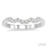 1/5 Ctw Waves Center Round Cut Diamond Wedding Band in 14K White Gold