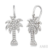 1/2 ctw Round Cut Diamond Palm Tree Earrings in 14K White Gold