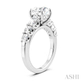 1 1/10 Ctw Round Shape Round Cut Diamond Semi-Mount Engagement Ring in 14K White Gold