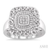 1/20 ctw Cushion Shape Single Cut Diamond Ring in Sterling Silver