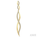 1/3 ctw Climbing Stalk Round Cut Diamond Fashion Long Earrings in 14K Yellow Gold