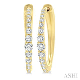 1/2 Ctw Round Cut Diamond Graduated Riviera Hoop Earrings in 14K Yellow Gold
