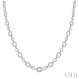 1/4 Ctw Single Cut Diamond Bold Oval Shape Rope Link Necklace in Sterling Silver
