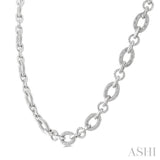 1/4 Ctw Single Cut Diamond Bold Oval Shape Rope Link Necklace in Sterling Silver