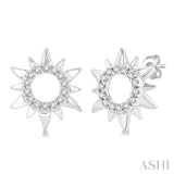 1/10 Ctw Petite Sun Round Cut Diamond Fashion Stud Earring in 10K White Gold