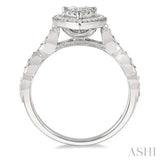 1/2 Ctw Pear Shape Mount Marquise Shank Lovebright Round Cut Diamond Ring in 14K White Gold