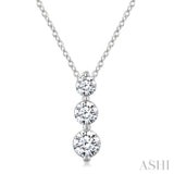 1/2 Ctw Round Cut Diamond Three-Stone Snowman Pendant With Chain in 14K White Gold